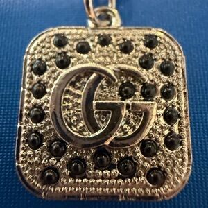 Silver and Black Square GG Pendant